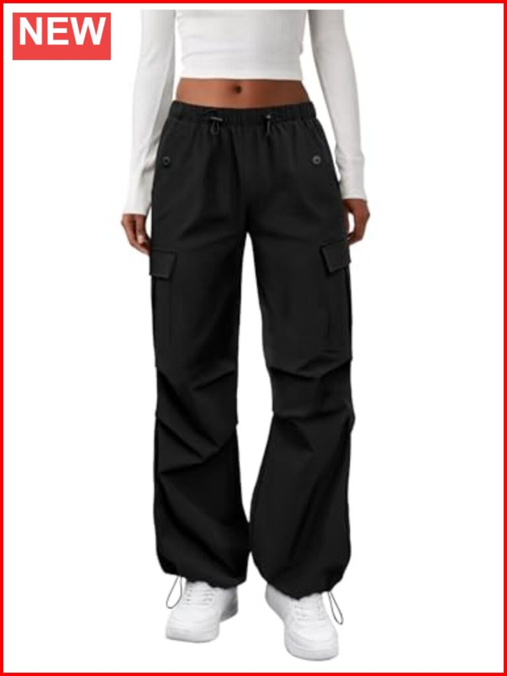Waterproof Cargo Pants with Pockets Elastic Waisted Baggy Hiking Pants